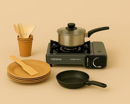 Gas Stove with Cooking Equipment